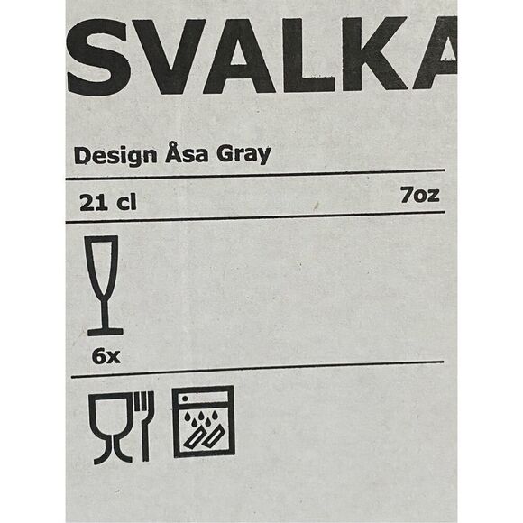 IKEA Set of 6 Svalka Champagne Flute Glasses by Asa Gray 7 oz. Wedding Christmas - Picture 2 of 4